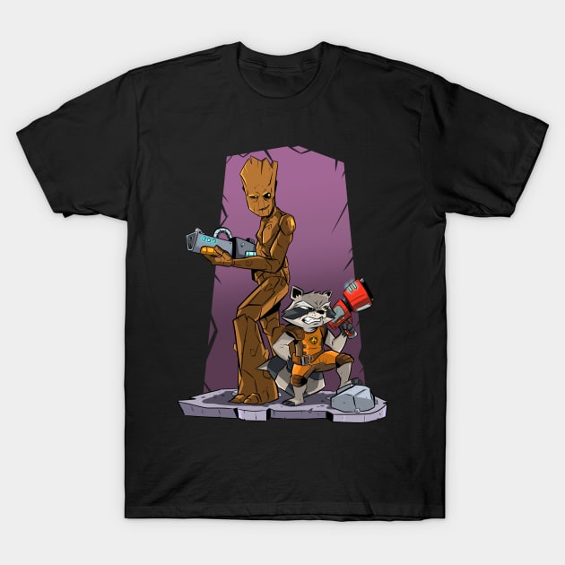 Rocket and Groot T-Shirt by Jetnder